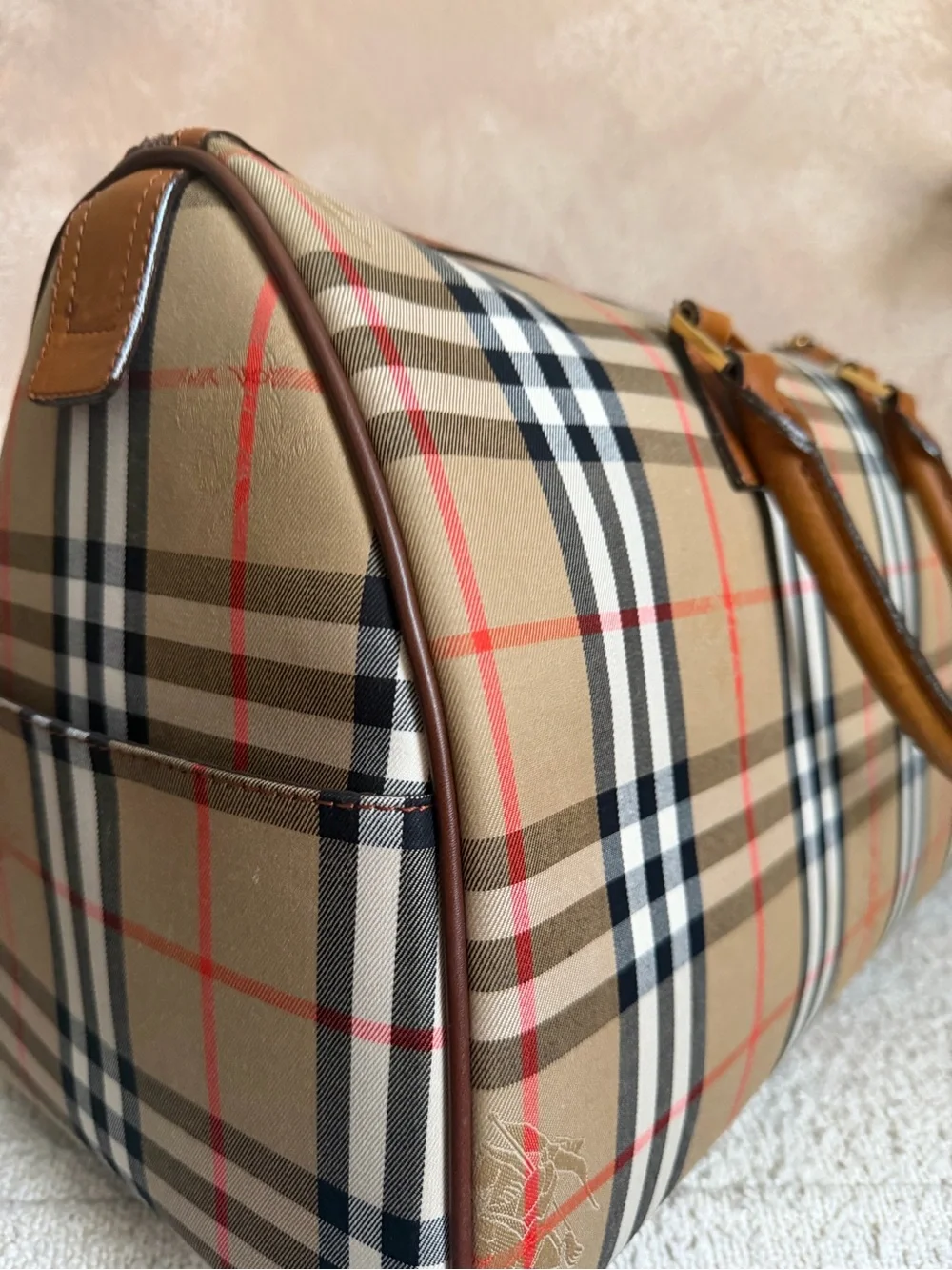 Burberry checkered duffle bag